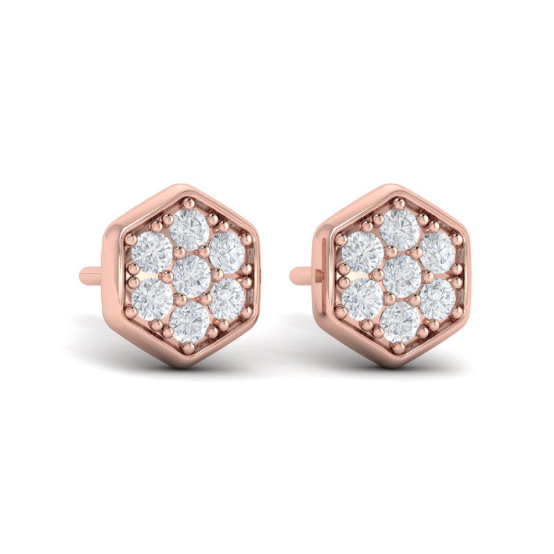 Diamond Cluster Honeycomb Stud Earrings