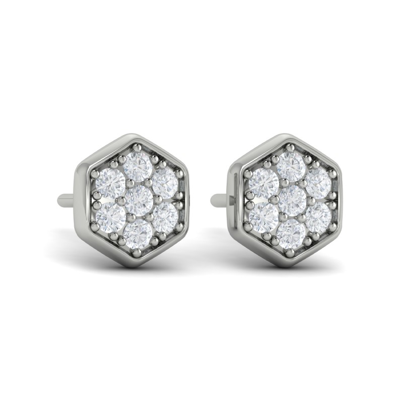 Diamond Cluster Honeycomb Stud Earrings