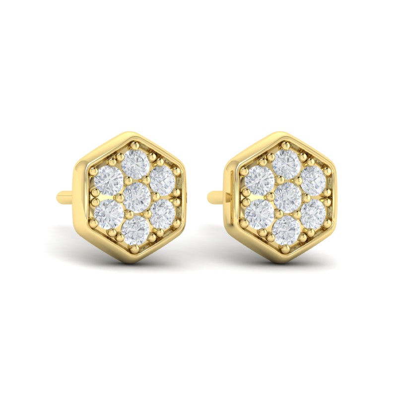 Diamond Cluster Honeycomb Stud Earrings