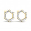 Diamond Baguette Open Honeycomb Stud Earrings