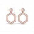Channel Set Diamond Open Honeycomb Drop Stud Earrings