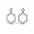 Channel Set Diamond Open Honeycomb Drop Stud Earrings