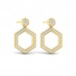 Channel Set Diamond Open Honeycomb Drop Stud Earrings