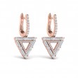 Diamond Baguette Double Trinity Huggie Earrings