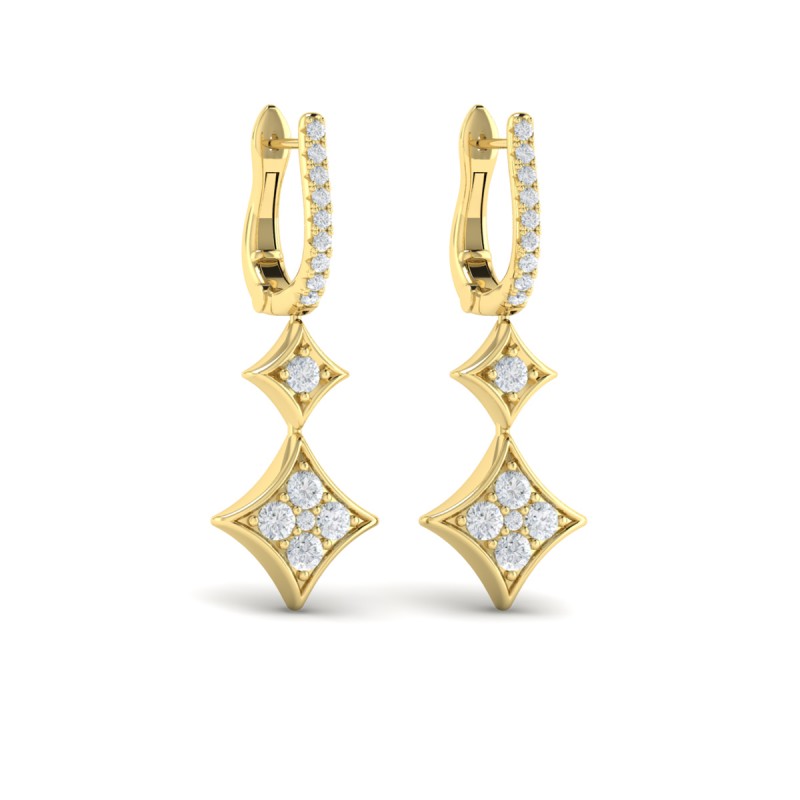 Diamond Double Vlora Star Drop Huggie Earrings