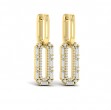 Diamond Baguette Double Row Link Drop Huggie Earrings