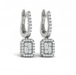 Diamond Baguette Halo Drop Huggie Earrings
