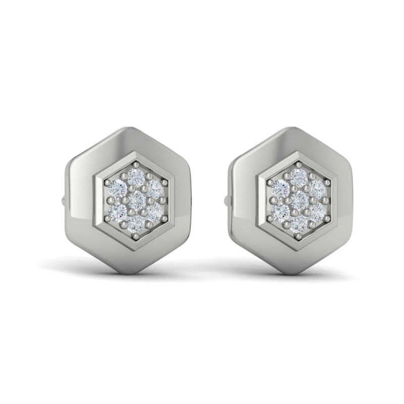Diamond Cluster Honeycomb Stud Earrings
