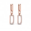 Diamond North South Open Oval Pendant Link Earrings