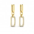 Diamond North South Open Oval Pendant Link Earrings