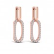 Diamond North South Open Oval Pendant Link Earrings