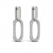 Diamond North South Open Oval Pendant Link Earrings