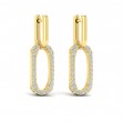 Diamond North South Open Oval Pendant Link Earrings