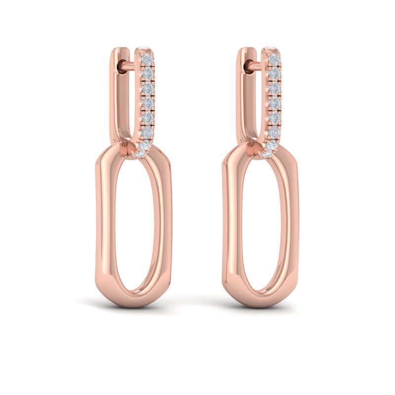 Diamond Accent North South Open Oval Pendant Link Earrings