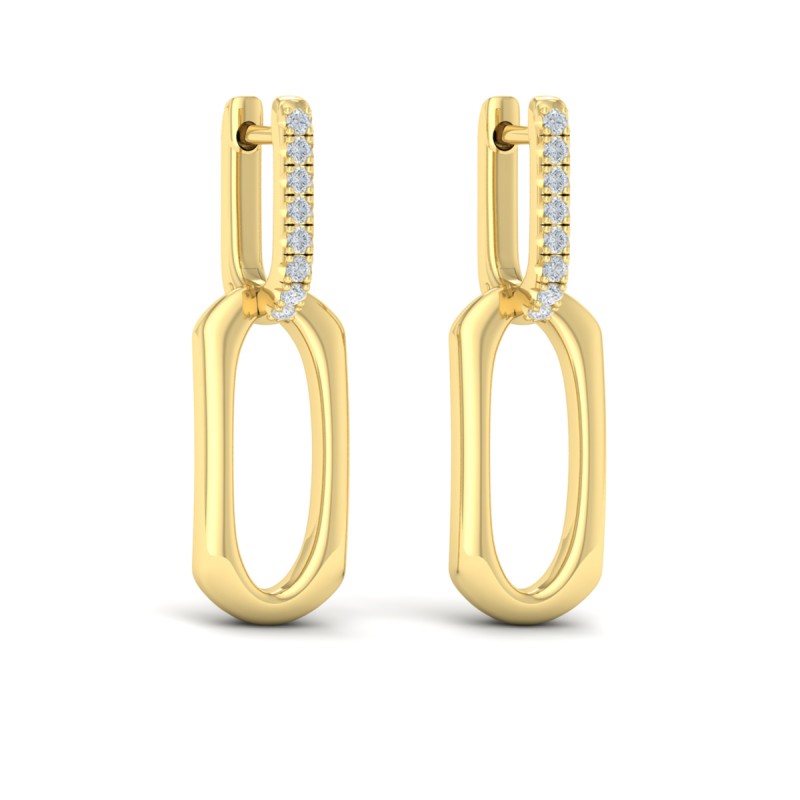 Diamond Accent North South Open Oval Pendant Link Earrings