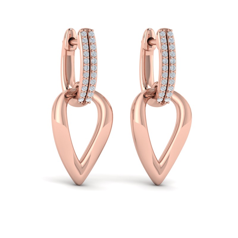 Diamond Accent Open Tear Drop Link Earrings