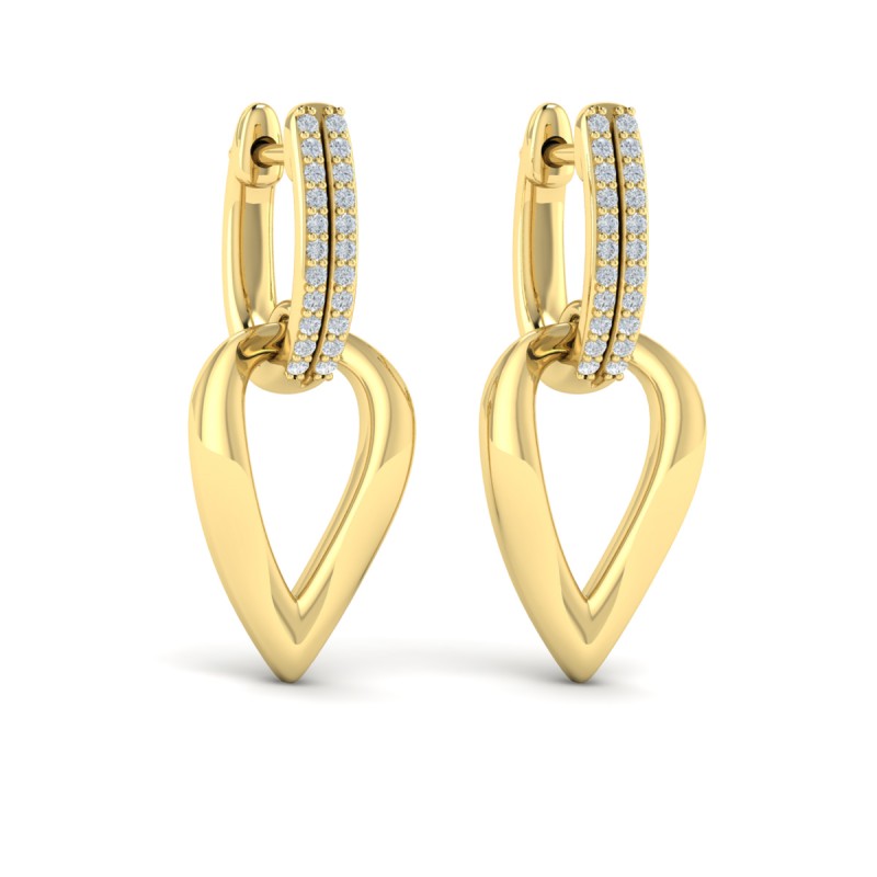 Diamond Accent Open Tear Drop Link Earrings