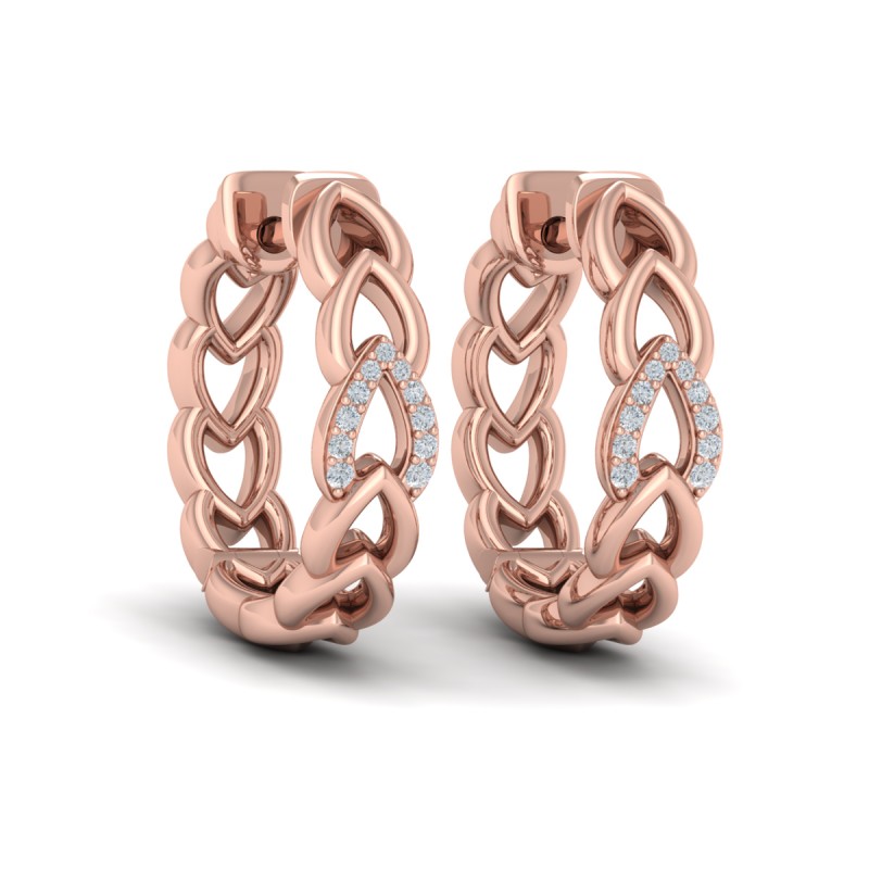 Diamond Accent Open Multi Tear Drop Link Earrings