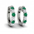 Forward-facing Diamond and Emerald Open Hoop Earrings