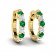 Forward-facing Diamond and Emerald Open Hoop Earrings