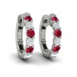 Forward-facing Diamond and Ruby Open Hoop Earrings