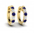 Forward-facing Diamond and Blue Sapphire Open Hoop Earrings
