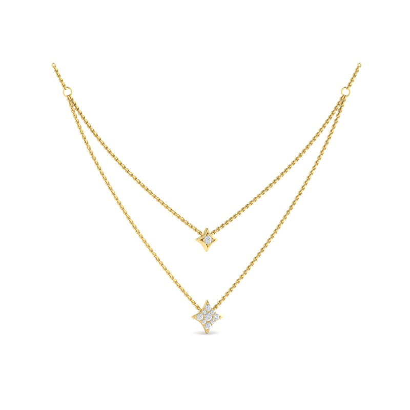 Two Row Diamond Vlora Star Pendant Necklace