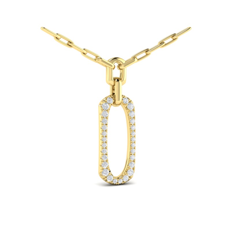 Diamond North South Open Oval Link Necklace