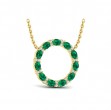 Oval Emerald and Diamond Open Circle Pendant Necklace