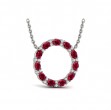 Oval Ruby and Diamond Open Circle Pendant Necklace