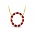 Oval Ruby and Diamond Open Circle Pendant Necklace