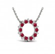 Diamond and Ruby Open Starburst Circle Pendant Necklace