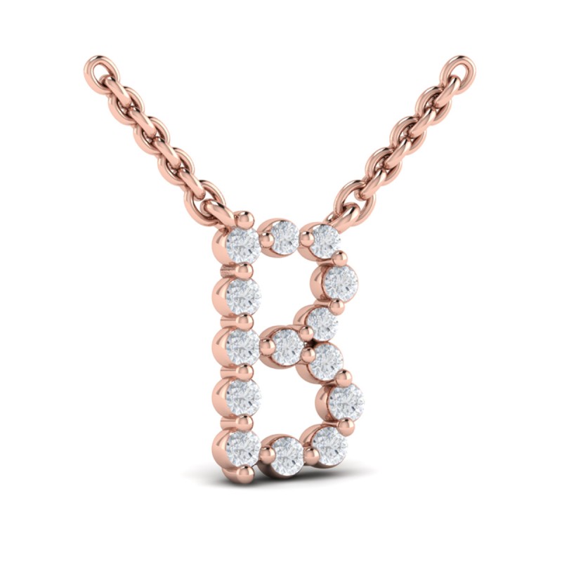 Diamond Alphabet Pendant Necklace, B