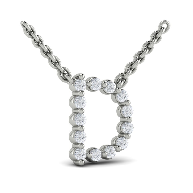 Diamond Alphabet Pendant Necklace, D