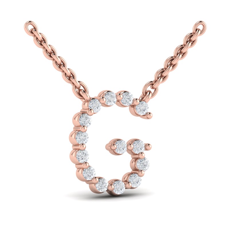 Diamond Alphabet Pendant Necklace, G