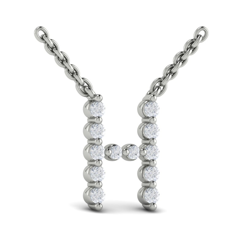 Diamond Alphabet Pendant Necklace, H
