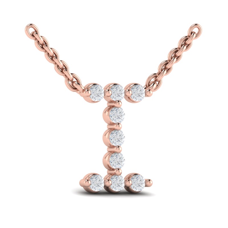 Diamond Alphabet Pendant Necklace, I