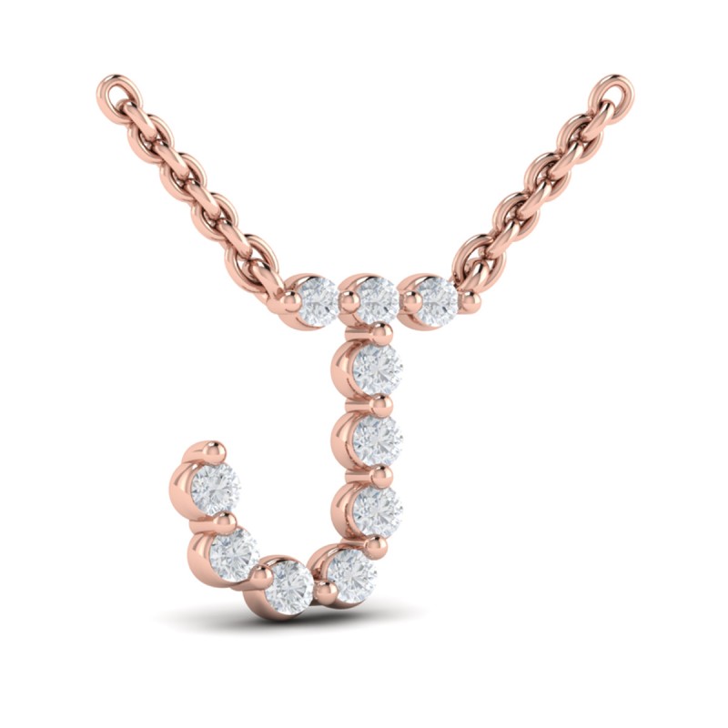 Diamond Alphabet Pendant Necklace, J