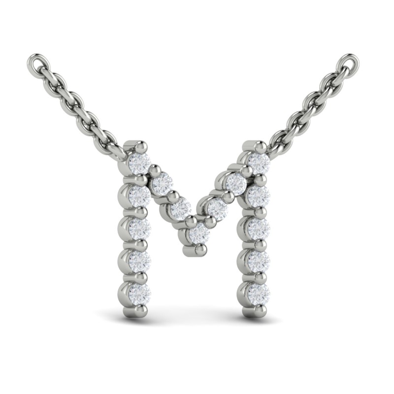 Diamond Alphabet Pendant Necklace, M