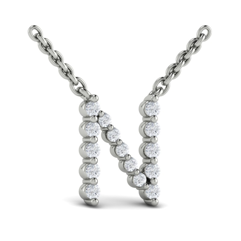 Diamond Alphabet Pendant Necklace, N