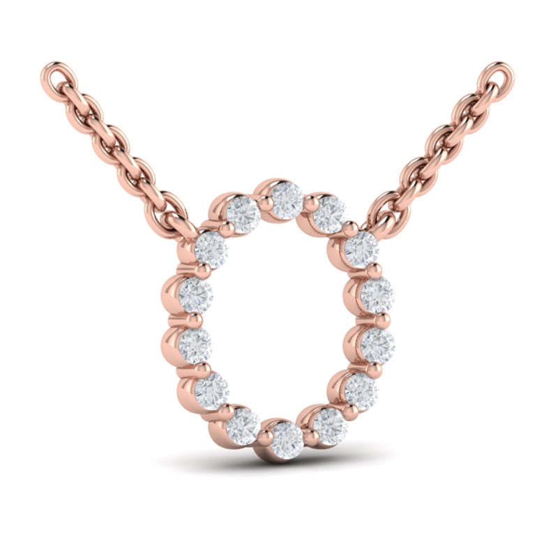 Diamond Alphabet Pendant Necklace, O