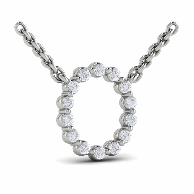 Diamond Alphabet Pendant Necklace, O