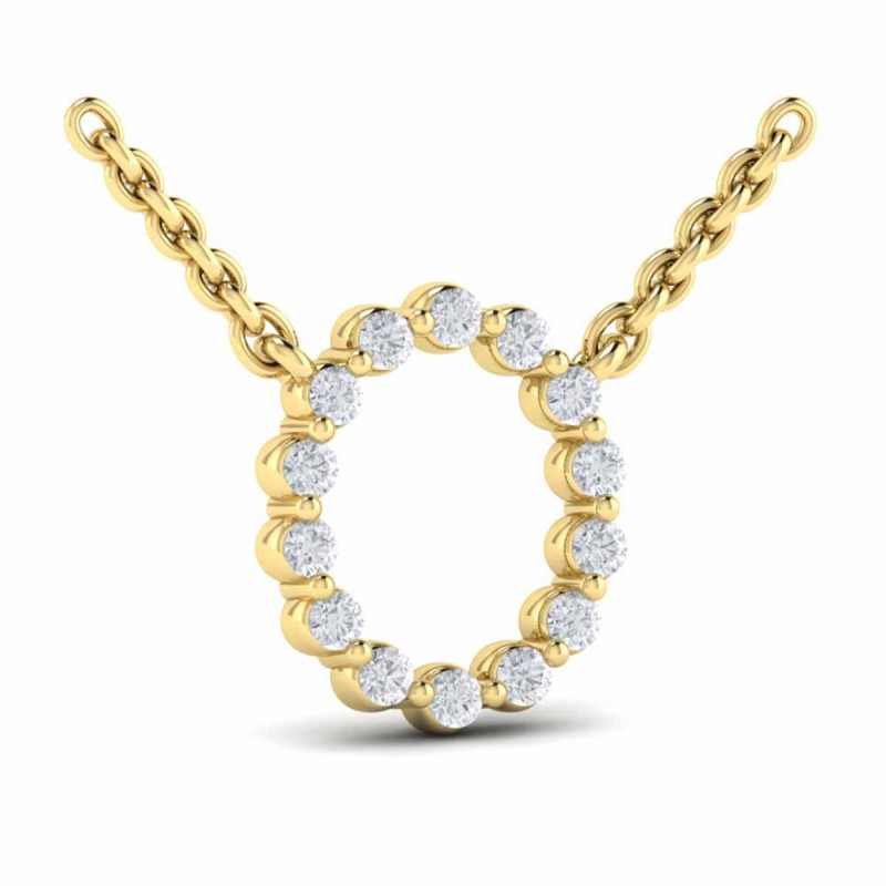 Diamond Alphabet Pendant Necklace, O