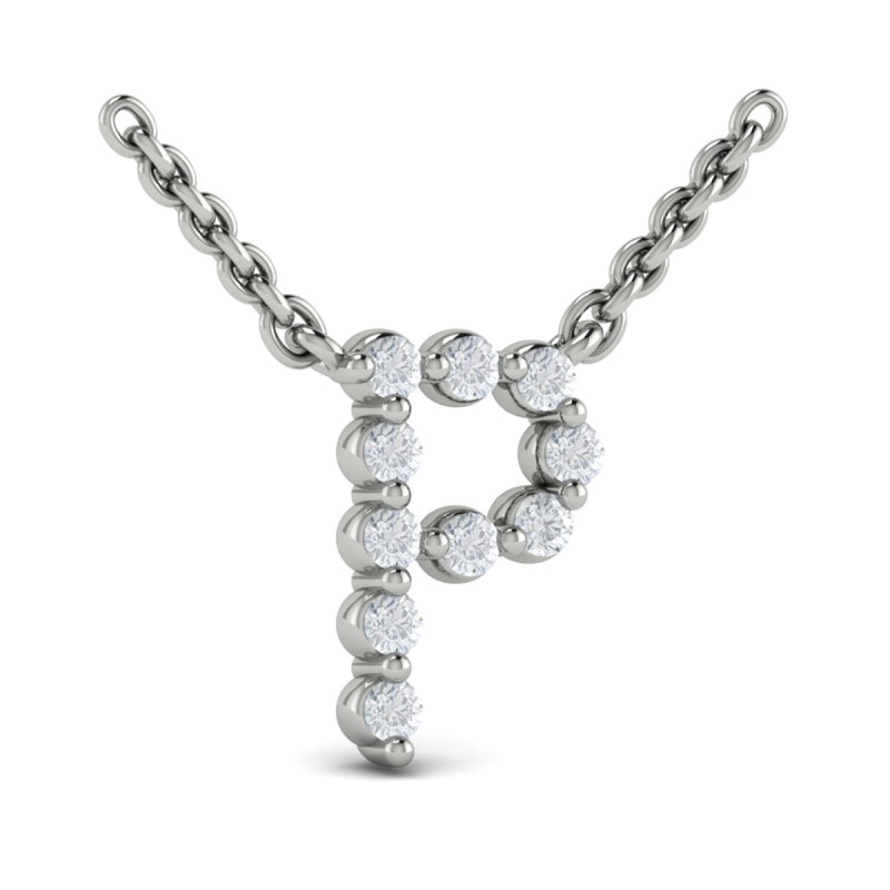 Diamond Alphabet Pendant Necklace, P