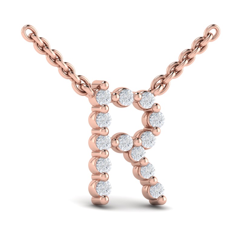 Diamond Alphabet Pendant Necklace, R