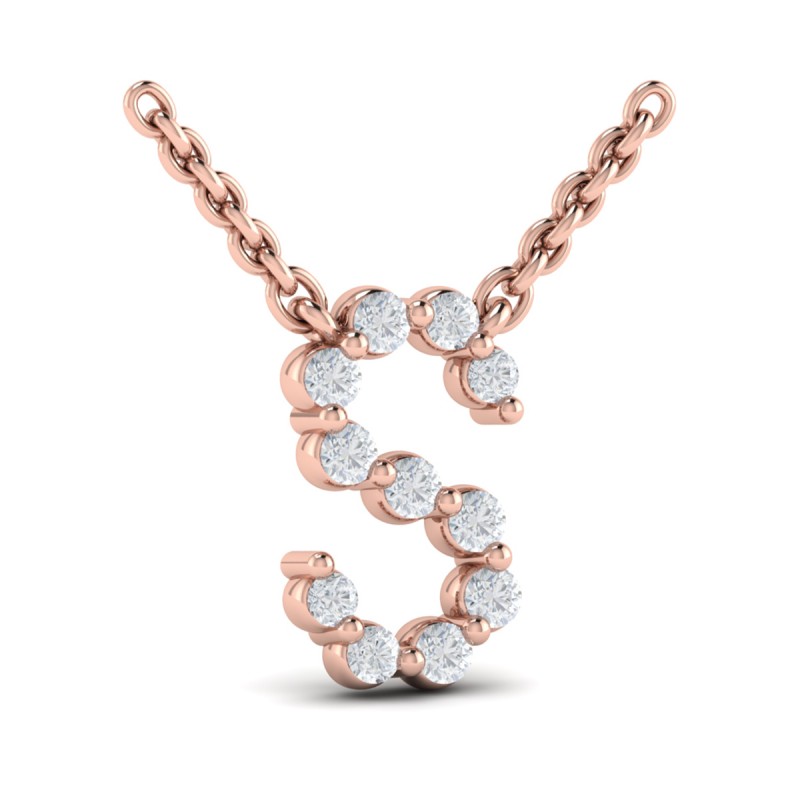 Diamond Alphabet Pendant Necklace, S