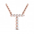 Diamond Alphabet Pendant Necklace, T
