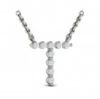 Diamond Alphabet Pendant Necklace, T