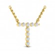Diamond Alphabet Pendant Necklace, T