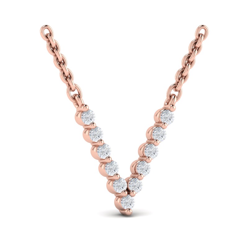 Diamond Alphabet Pendant Necklace, V